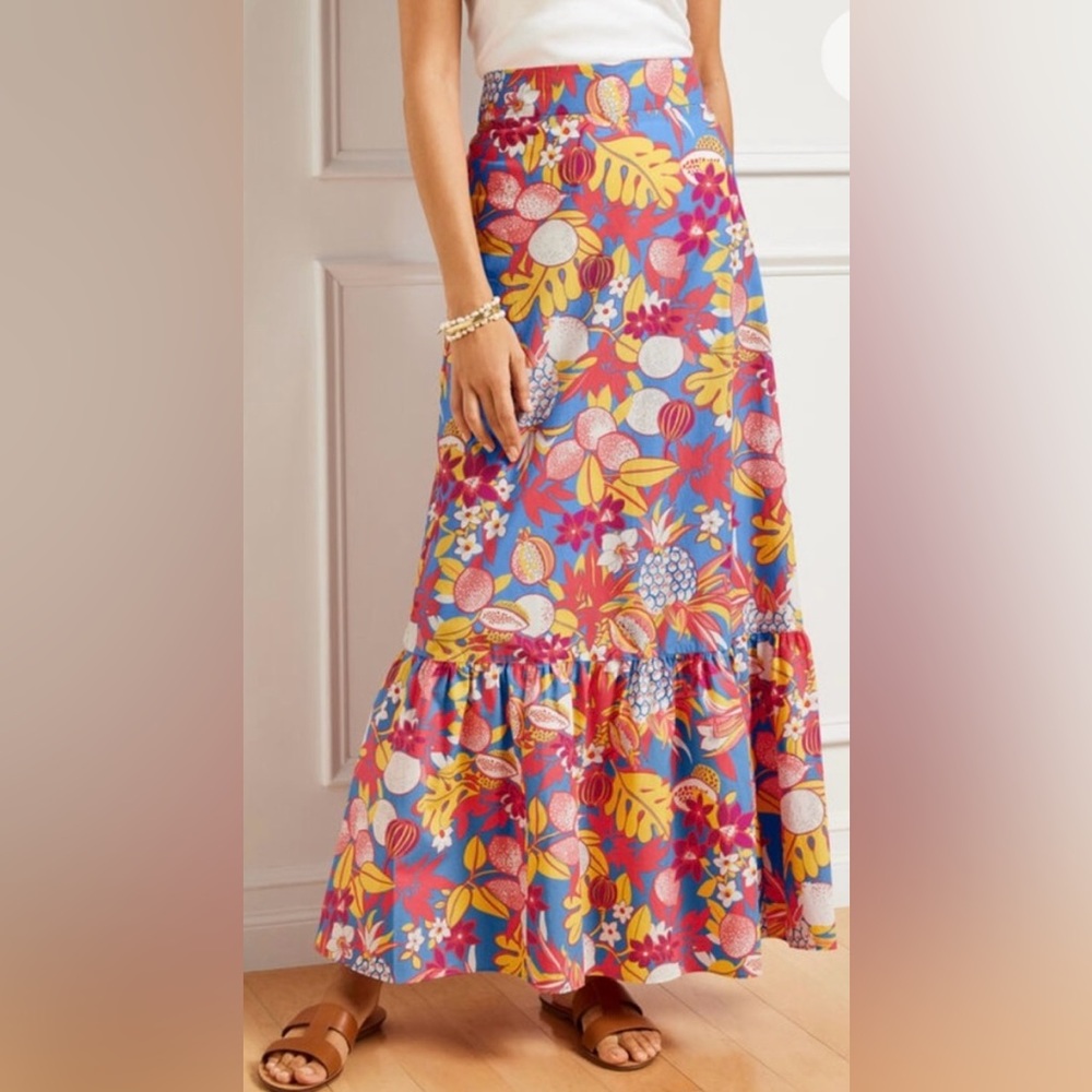 Talbots Poplin Tiered Maxi Skirt Resort Wear